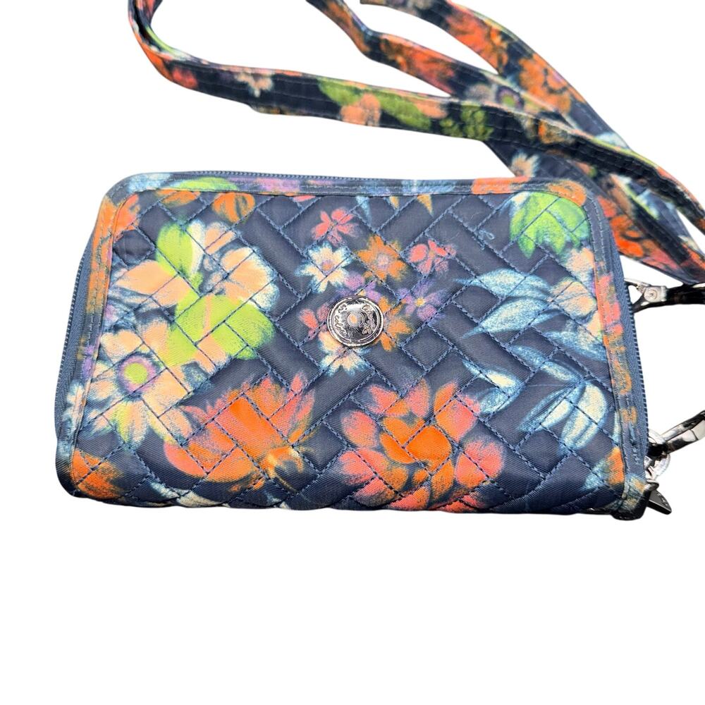 Lug Quickstep Floral RFID Crossbody Wallet Organizer Bag Navy Multicolor